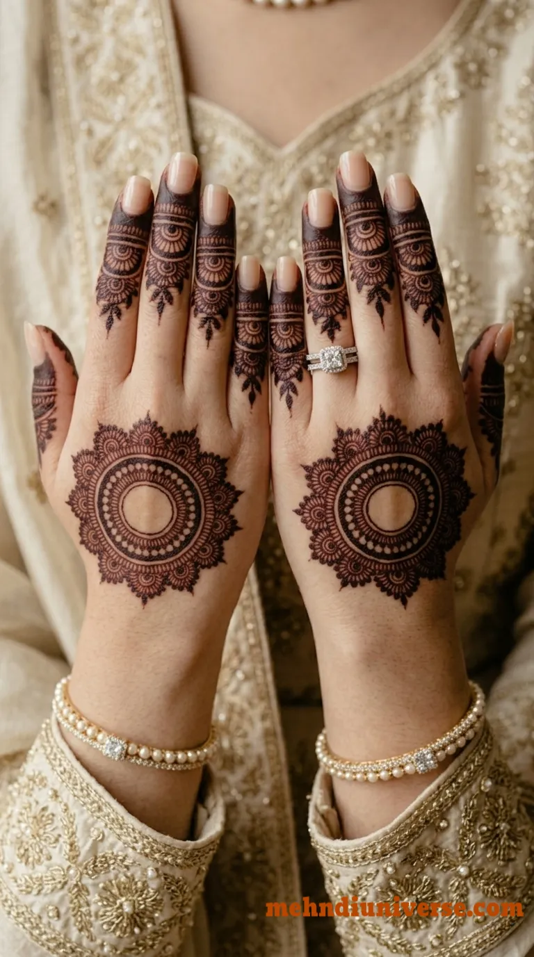 Bridal mehndi design royal minimalist mandala back hand 02 v2