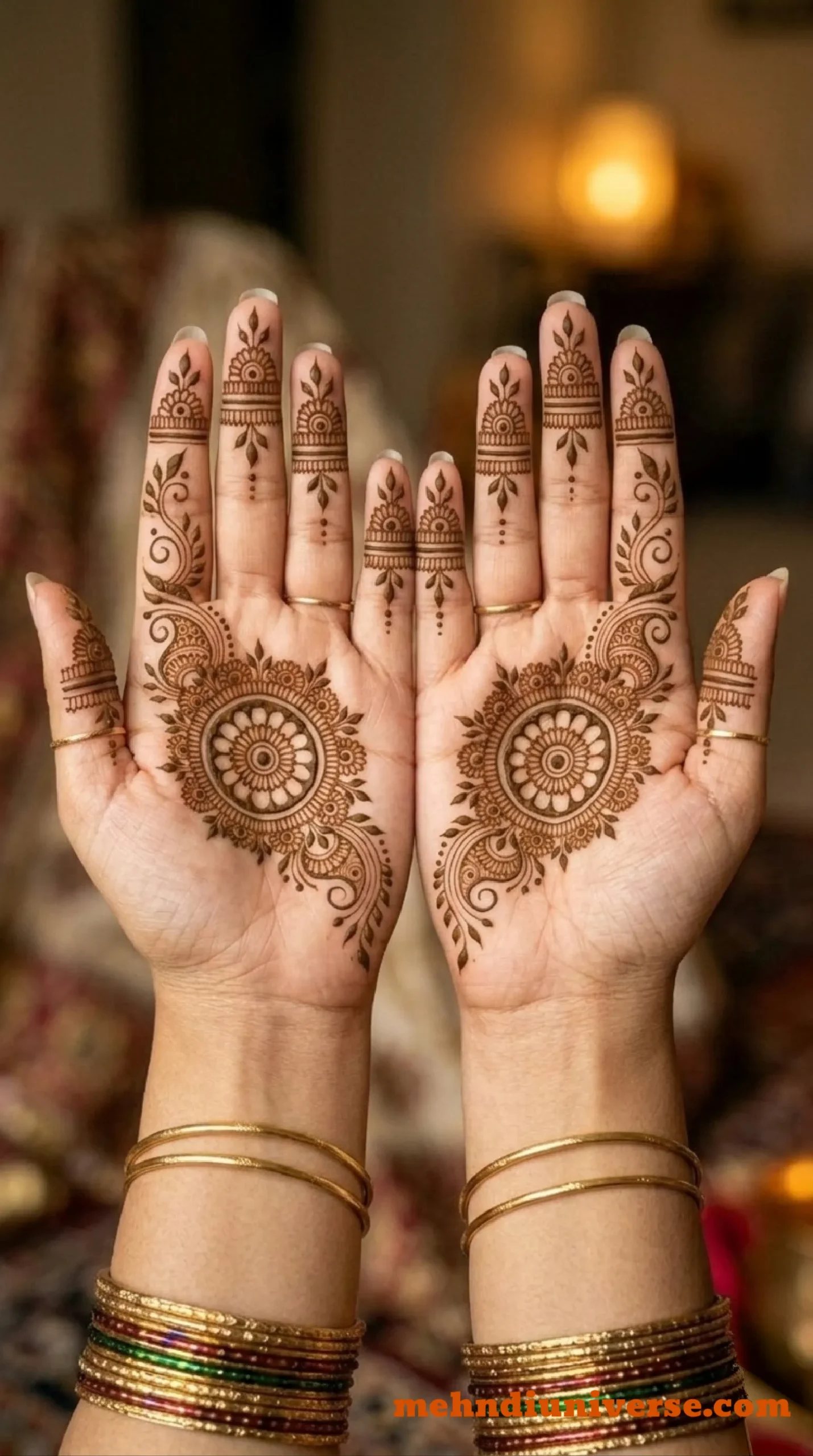 Simple floral mandala mehndi design on wedding and bridal front hand 08