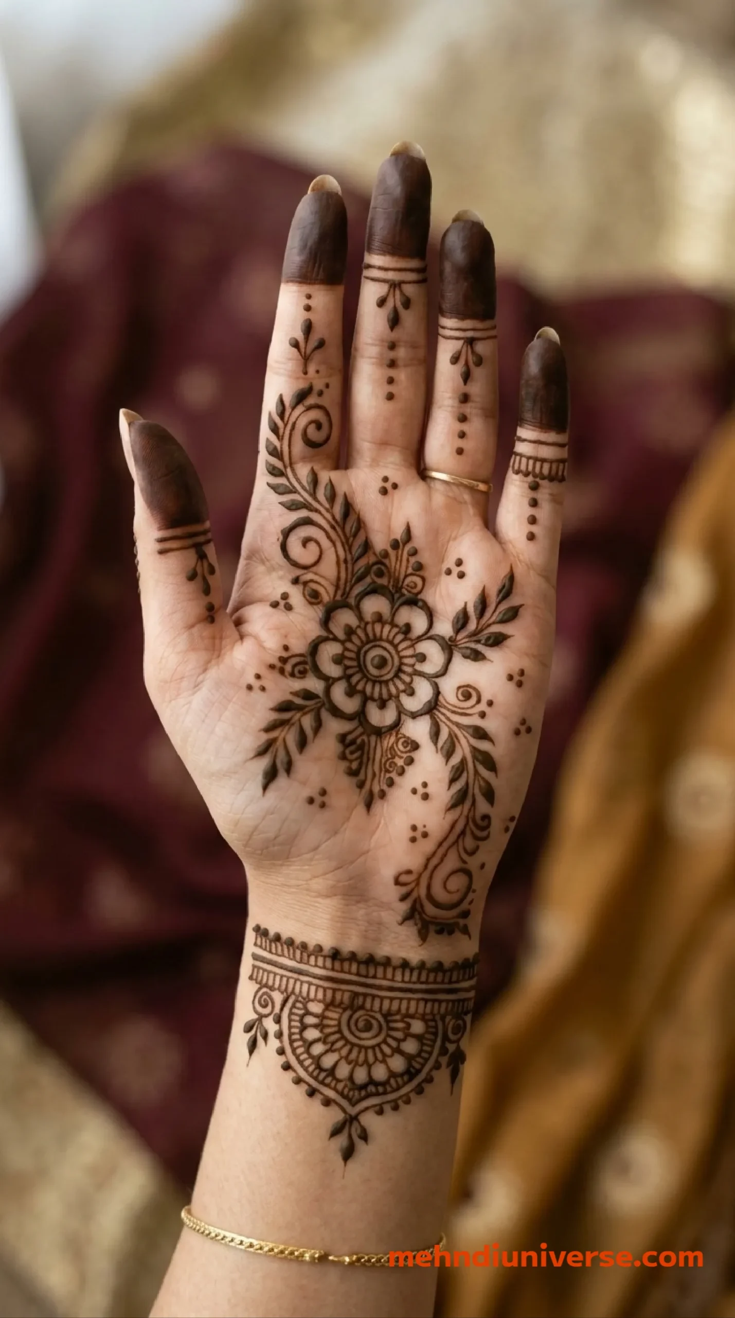 Simple vintage mehndi design with floral symphony pattern on hands 25 v2